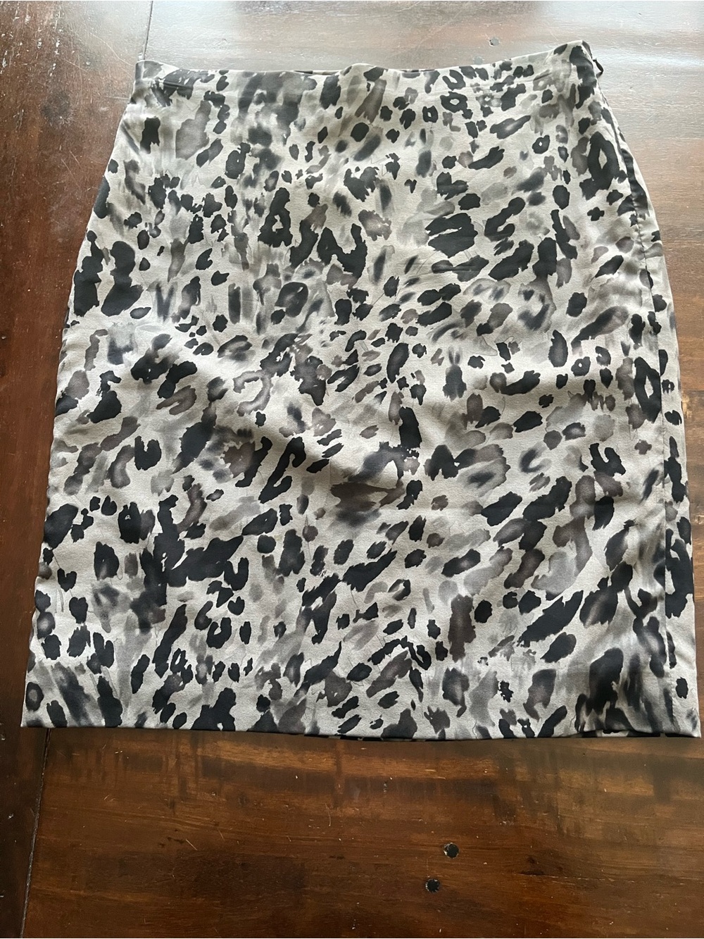 Ann Taylor Black and Gray Animal Print Pencil Skirt